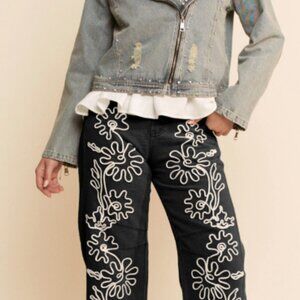 DD Cord Floral Embroidered Barrel Pants Restock!!!